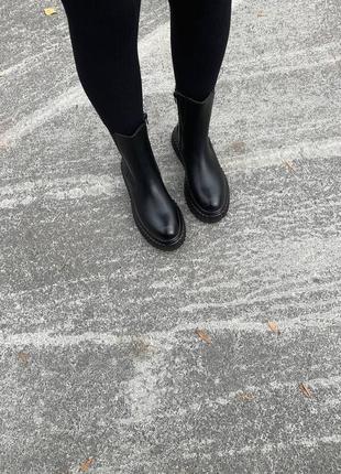 Зимние женские ботинки nobrand chelsea, черные (черевики жіночі зимові)5 фото