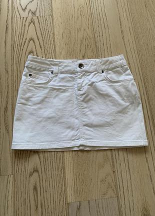 Джинсовая белая мини юбка1 фото
