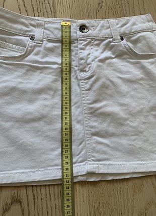 Джинсовая белая мини юбка 7