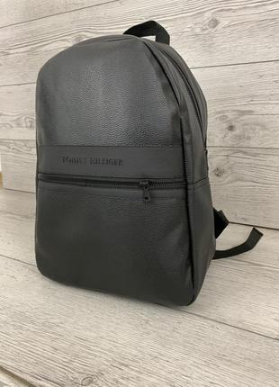 Мужской черный рюкзак tommy hilfiger из pu кожи удобный городской повседневный классический