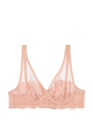 Кружевной бюстгальтер без подкладки dream angels unlined full-coverage plunge bra victoria's secret6 фото