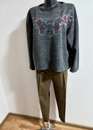 Светр оверсайз з візерунком квіти