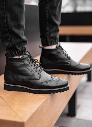 Мужские броги ботинки chester black 🖤демисезон зима, натуральная кожа1 фото