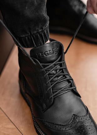 Мужские броги ботинки chester black 🖤демисезон зима, натуральная кожа2 фото