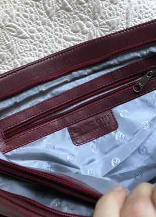 Мега стильная кожаная сумка конверт , натуральная кожа, цвет гранат7 фото