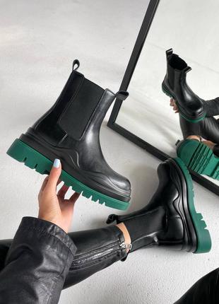 Ботинки женские ботега bottega veneta boots black green sole (no logo)