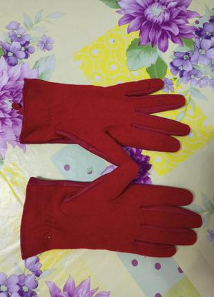 Шкіряні рукавички бордові3 фото