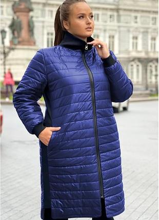 Женское демисезонное пальто двухстороннее стефи, в расцветках (42-70) синий