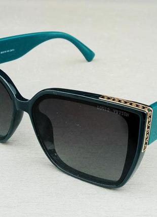 Брендові красиві стильні жіночі сонцезахисні окуляри чорні з бірюзовими дужками