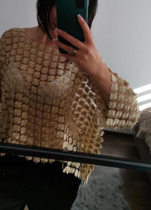 Елегантна золота блуза, топ, накидка2 фото