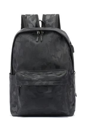 Мужской кожаный черный рюкзак чоловічий ранец портфель сумка с usb5 фото