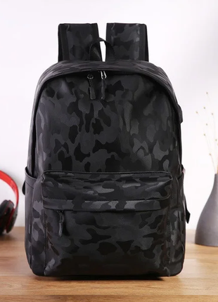 Мужской кожаный черный рюкзак чоловічий ранец портфель сумка с usb2 фото