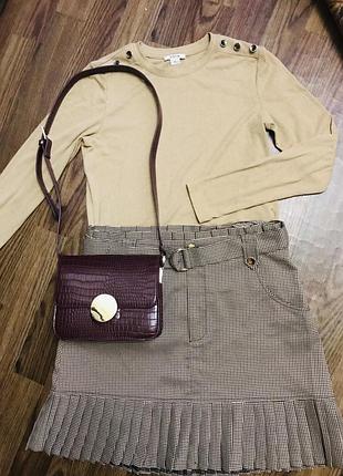 Юбка в клеточку со складками (zara модель) размер 42 xl