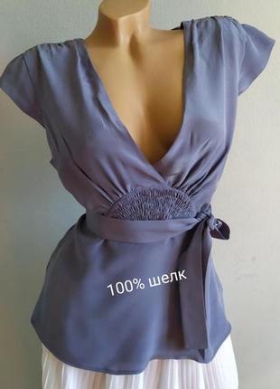 Блуза цвета лаванды из 100% натуральный шелк.1 фото