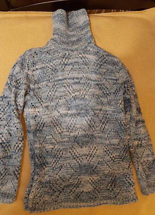 Вязаный меланжевый ажурный свитер4 фото
