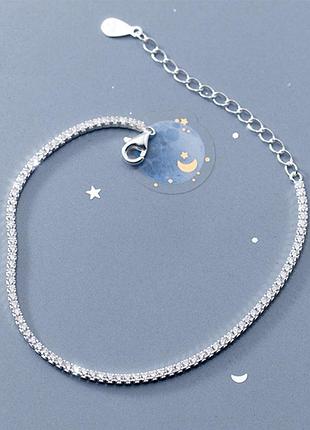 Жіночий срібний браслет з кубічним цирконієм покритий родієм