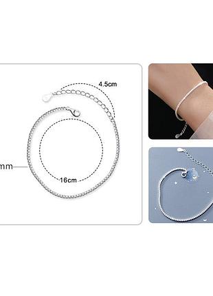 Жіночий срібний браслет з кубічним цирконієм покритий родієм