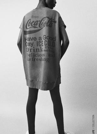 Zara платье тёплое туника coca cola трехнитка 
размер оверсайз s 
новое2 фото