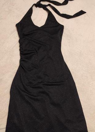 Вечернее платье c открытой спиной h&m, люрикс, р xs-s