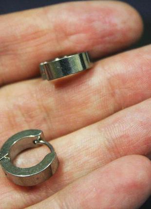 2шт крутые серьги унисекс сережки серебристый кольцо рок6 фото