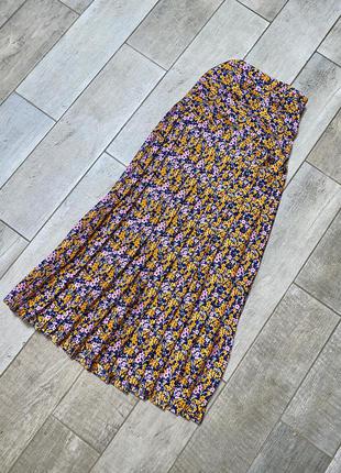 Миди юбка плиссе в цветочный принт,юбка в складку(029)