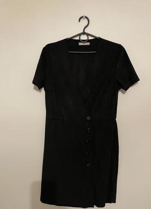 Платье чёрное замшевое на запах манго 2020 года3 фото