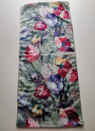 Шарф в цветы, цветочный принт, лёгкий красивый шарфик1 фото
