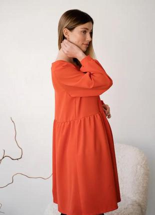 Сукня міді для вагітних та годуючих з секретом годування помаранчева (платье для беременных кормящих5 фото