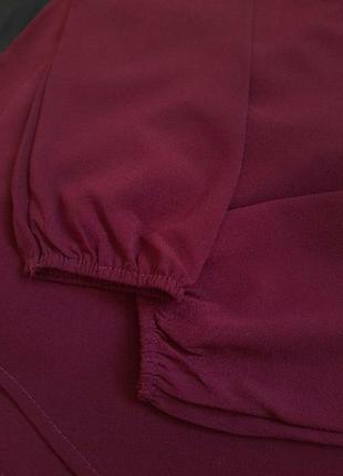 Блуза кофта сорочка з мереживом бордового кольору прямого крою s m6 фото