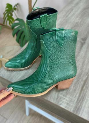 Зеленые короткие 🤠 rstyle козаки питон кожа натуральная осень зима
