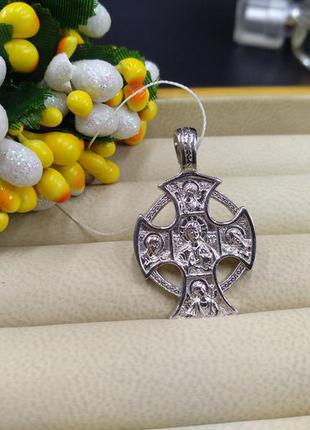 Срібний масивний красивий шикарний великий чоловічий двосторонній хрестик ладанка 925