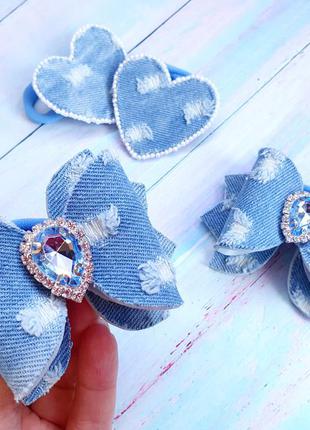 Джинсові бантики на резинці бантики з джинса