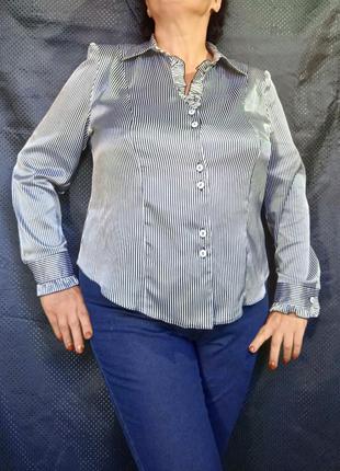 Элегантная шелковая блузка в полоску2 фото