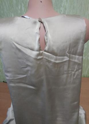 Блузка ,майка, футболка- цвета капучино,бежевая, свободна, атласная на резинке/etam2 фото