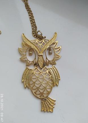 Сова ажурная винтаж. длинна 11,5 см.