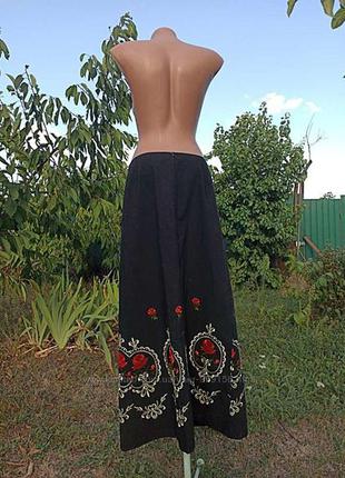 Тёпленькая красивенная юбка-макси с вышивкой1 фото