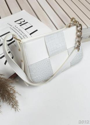 Белая сумка широкое плетение, біла сумочка широке плетення2 фото