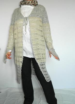 Кардиган кружевной на завязке  handmade вязанный