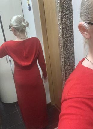 Красное платье в пол дилере платье тёплое женское платье трикотажное платье4 фото