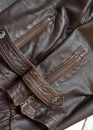 Кожаная куртка коричневая/шоколадная6 фото