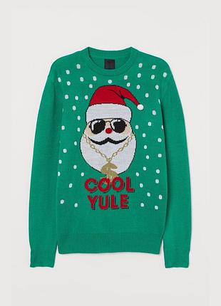 Зелений новорічний джемпер з сантою