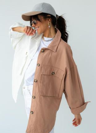 Двухцветная куртка-пиджак с накладными карманами