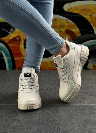 Женские кроссовки puma cali beige с мехом