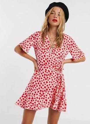 Платье в сердечки  рюши + пояс!asos!5 фото