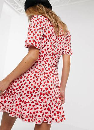 Платье в сердечки  рюши + пояс!asos!2 фото