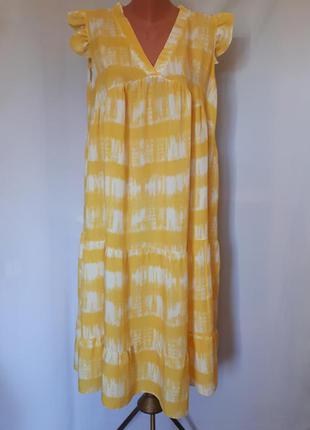 Желтое платье миди свободного кроя италия  (размер 38-40)
