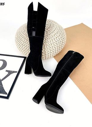 Високі чоботи демі/зима натуральна замша
