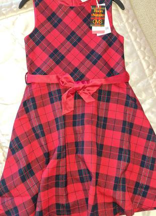 Красивое платье клетка 7-8 в новогоднем стиле