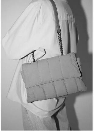 Zara сумка з ланцюжком тканинна стьобана клатч нова об'ємна нова6 фото