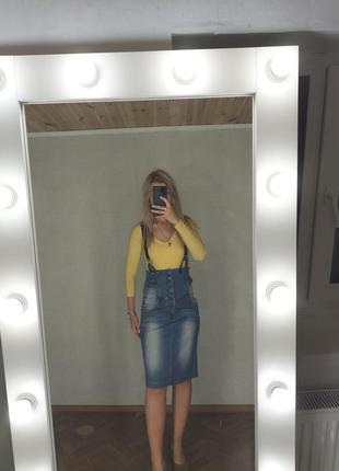 Юбка джинс с подтяжками2 фото